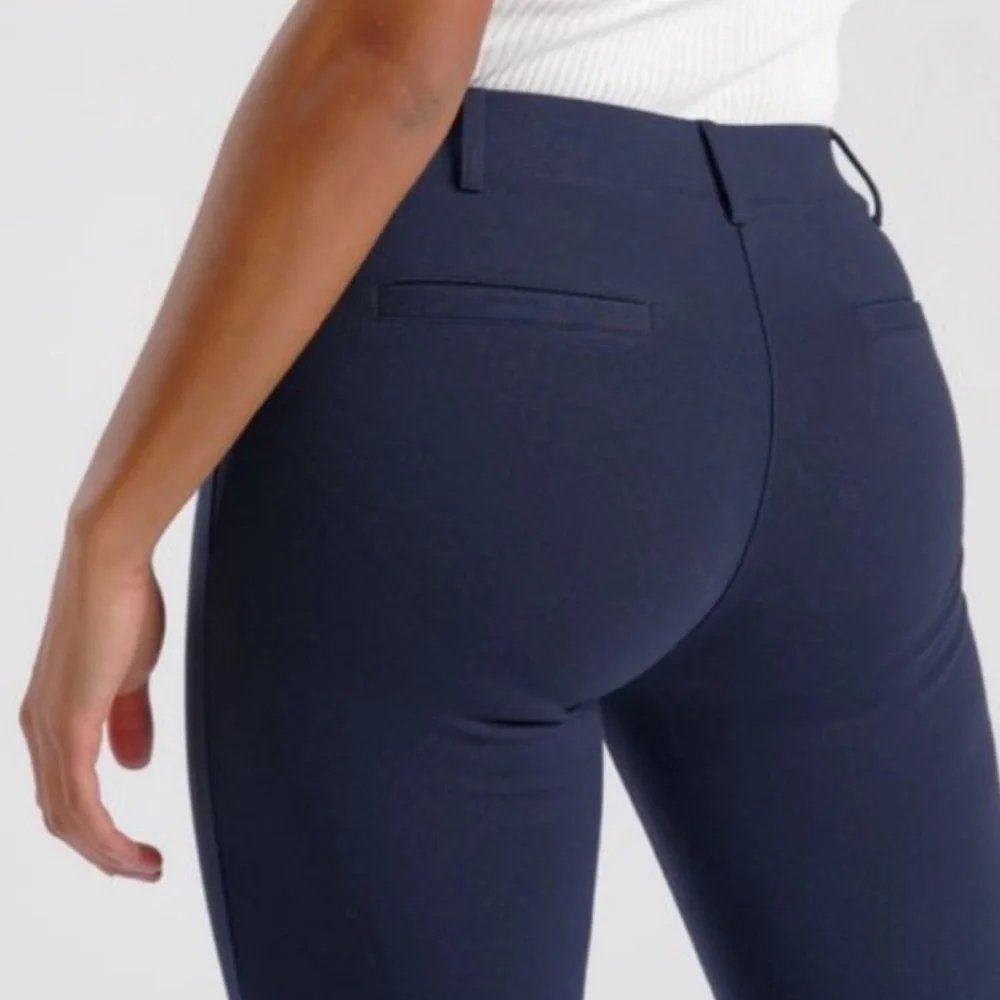 Betabrand Boot-Cut Classic Dress Pant Yoga Pants in Navy